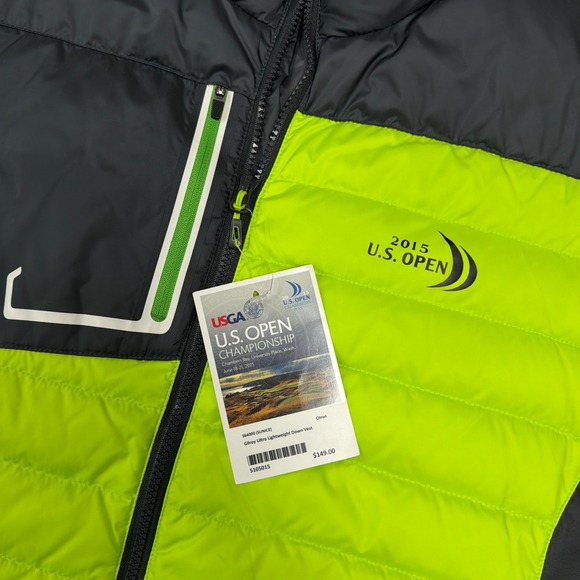 Sunice Vest Men L Black Neon Green Down Puffer US Open 2015 Golf Superlite FX - Picture 3 of 11